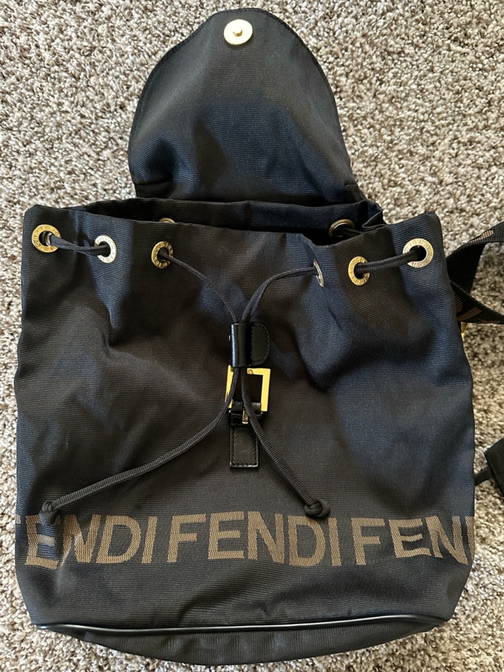 Fendi Vintage Nylon Drawstring Backpack; GUC - Picture 16 of 16